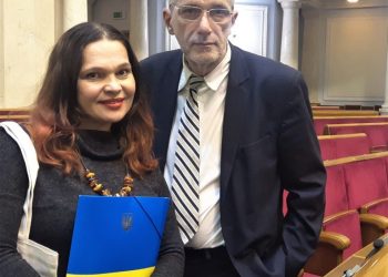 Liudmyla Bosyk and famous Ukrainian journalist Andrii Kulikov