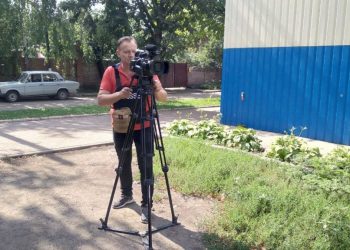 Pavlo Sukharev during filming. Photo: Pavlo Sukharev.