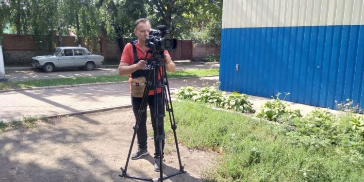 Pavlo Sukharev during filming. Photo: Pavlo Sukharev.