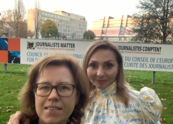 First Secretary of the National Union of Journalists of Ukraine, Lina Kushch, and journalist from Melitopol Svitlana Zalizetska