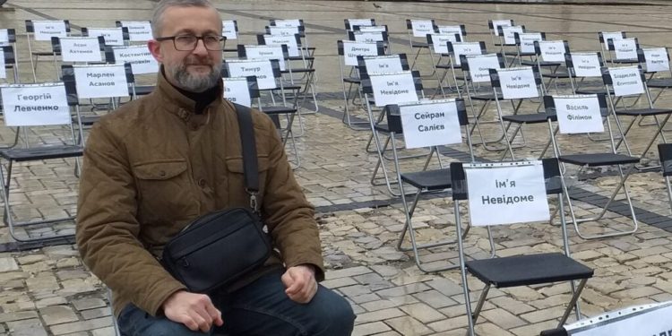 Nariman Celal took his chair at the end of the event. Photo by NUJU