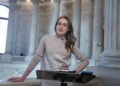 Kateryna Lisunova during a live hit from the US Congress, Washington, D.C. Photo Credit: Kostiantyn Holubchyk