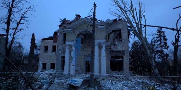 Destroyed premises of the Motor Sich newspaper