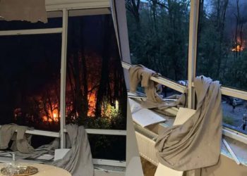 Kateryna Soliar’s apartment was damaged during the attack. Channel 24’s collage