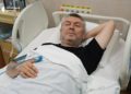 Doctor Andrii Rebrov in a hospital bed. Photo by Suspilne Donbas