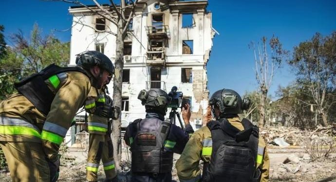 All that remains of journalist Olha Stadnychenko’s house in Kramatorsk. Photo by State Emergency Situations Service (SESS)
