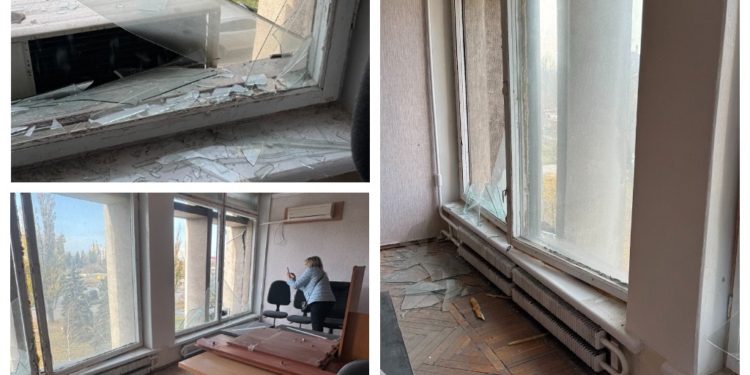 Office of NUJU’s Dnipropetrovsk regional organization and JSC damaged in russian attack 1 mycollages 2
