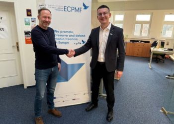 “ECPMF initiatives in Ukraine have provided the necessary protection for colleagues working under extreme pressure,” Sergiy Tomilenko in Leipzig 4 During a meeting with ECPMF Managing Director Andreas Lamm, Sergiy Tomilenko expressed NUJU’s gratitude to the Center’s ongoing cooperation. Photo: LinkedIn / Sergiy Tomilenko