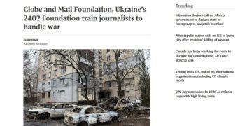 Canada’s Globe and Mail Foundation and Ukraine’s 2402 Foundation Train Journalists to Work in Wartime 3 Cars destroyed by a russian drone strike late on Wednesday stand in front of a damaged apartment building in Dnipro. Photo: Mykhailo Moskalenko/Reuters