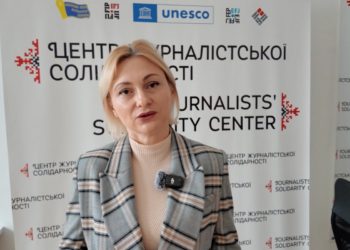 “All prisoners should be visible. We must return them all,” Yevheniya Kravchuk 13 Yevheniya Kravchuk at the NUJU. Photo by NUJU