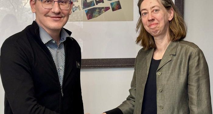 Sergiy Tomilenko, NUJU President, and Laura Davison, NUJ Secretary General. Photo: Tim Dawson