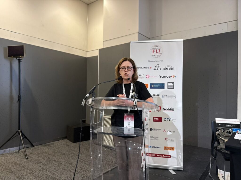 Lina Kushchs speech during the Congress photo by NUJU