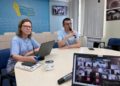 NUJU adopts the experience of the Swedish Union of Journalists (SJF). NUJU President Sergiy Tomilenko and NUJU First Secretary Lina Kushch during an online meeting with Victoria da Silva. Photo by NUJU