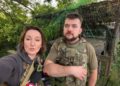 Olha Kalinovska with the press officer of the 148th brigade, Serhii Kolesnichenko, after the drone attack. Photo by Olha Kalinovska